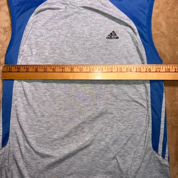 Adidas Men Small Gray Blue Sleeveless Tank Top Muscle Workout Gym Shirt (B) - Picture 4 of 5